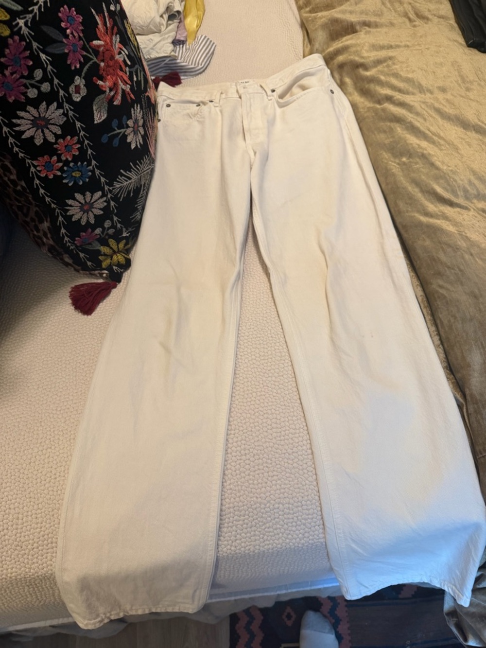 Agolde Lana Ecru Wide-Leg High-Rise Jeans